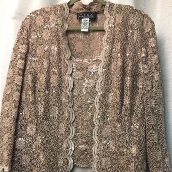 Alex Evening Long satin dress lace jacket - Picture 1 of 2